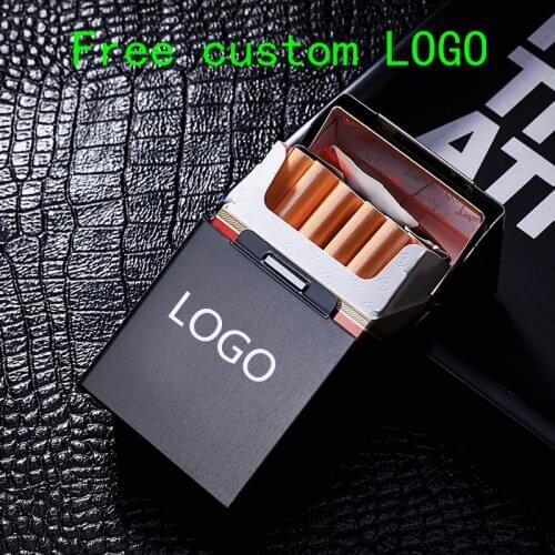 Aluminum alloy cigarette case pressure hard case clamshell magnet cigarette case free custom LOGO cigarette accessories