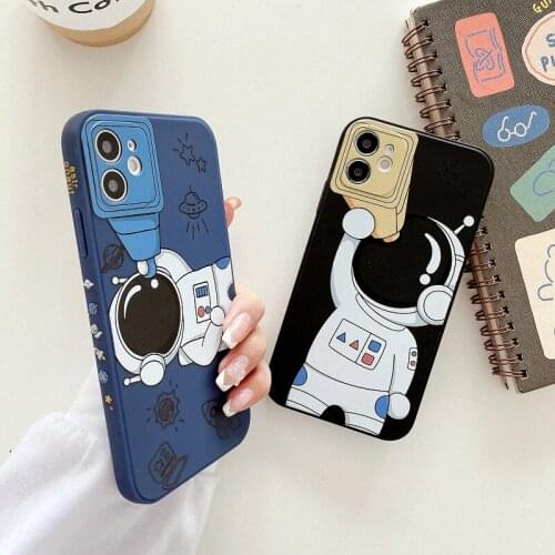 Astronaut telescope Space Cartoon Cover For iPhone 11 12 Mini Pro Max Phone Case for X Xs Max Xr 8 7 6 Plus Silicone TPU Cases