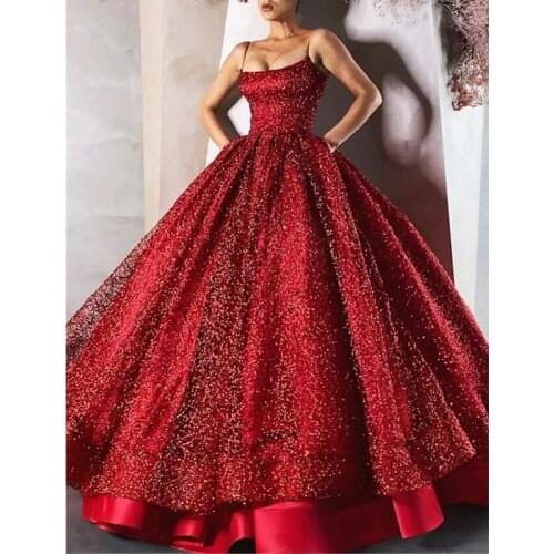 Dreamy Sequin Evening Dresses Long Off Shoulder Fluffy Luxury Princess Formal Prom Dress Woman Party Night Vestidos De Fiesta De