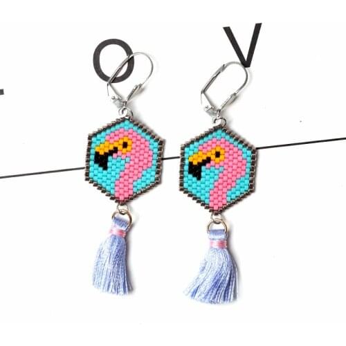 FAIRYWOO Flamingo Drop Earring Jewelry Pink Earrings Sweet Gifts For Woman Miyuki Beaded Earrings Animals Accessories Wholesale