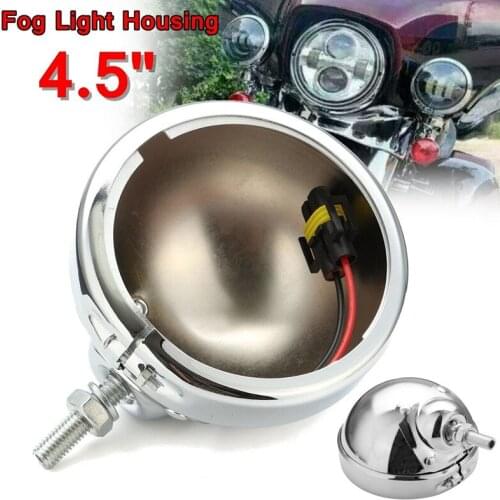4.5 Inch Housing Bracket Mount Ring Bucket Fog Passing Light Lamp For Harley Sportster XL 1200 XL883 Dyna (Black/Chrome)