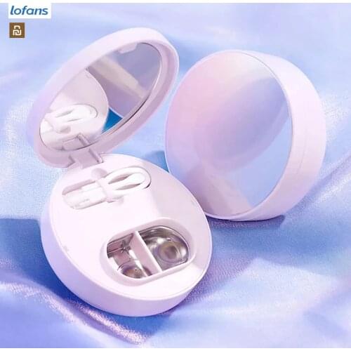 Lofans Ultrasonic Vibration Contact Lens Cleaning Box Purple One-key Control Mini Glasses Cleaner Built-in Makeup Mirror