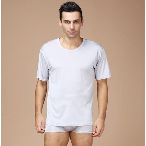 Summer Men Tank Tops 100% Real Silk O-neck Knitted Short Sleeve Vest Male Casual Comfortable Cool Breathable Tank Tops 9601