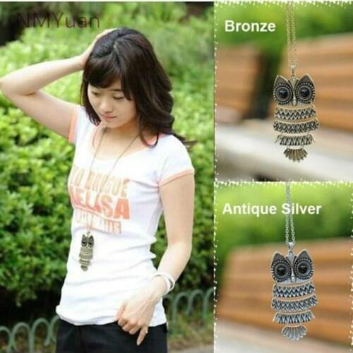 Fashion Vintage Owl Necklace Chain Necklace Long Sweater Women Jewelry Wholesale Jewelry Necklace Women