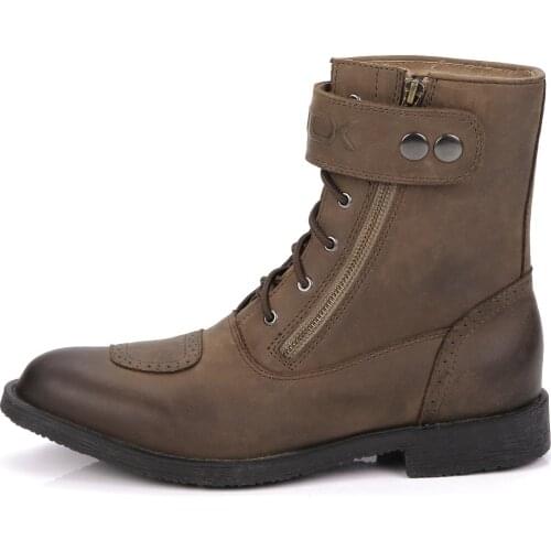 Motorcycle Cow Leather Ankle Boot Moto Racing Street Motorbike Chopper Cruiser Touring boots Riding Vintage Leisure men Shoes