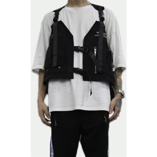 Fashion Hip Hop Sleeveless Vests Men Cargo Waistcoat with Pockets Military Jacket 2019 New Streetwear Tactical Vest Sweatshirts