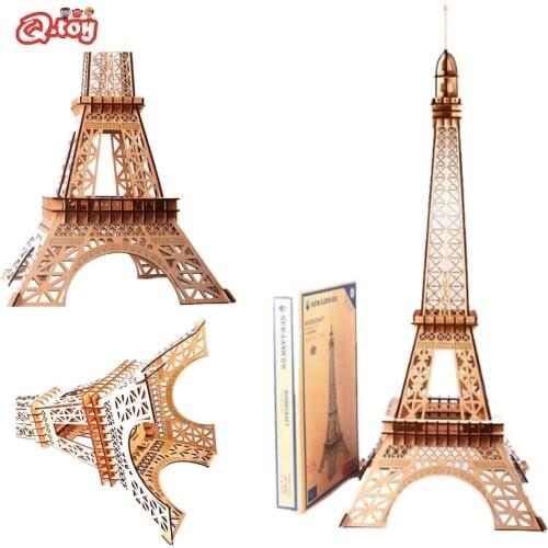 Laser cutting Globe Eiffel Tower 3D Wooden Puzzle Assembly Wood Kits Desk Decoration for Children Kids Christmas Gift