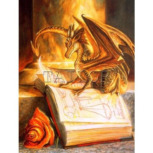 Cuadros full square 5d diamond painting kit set Dragon animal book flower complet embroidery dirll drawing mosaic Cross stitch