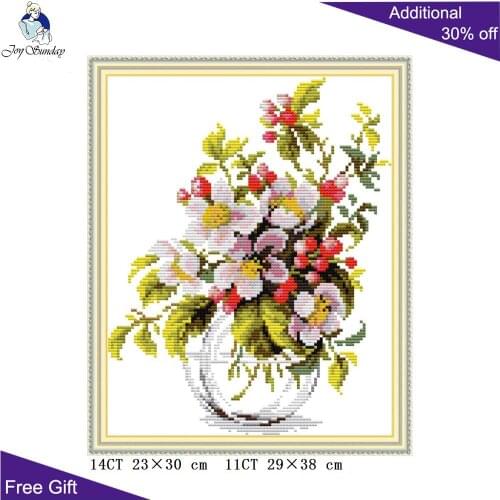Joy Sunday Blooming Apple Blossoms H855 14CT 11CT Counted and Stamped Flowers Home Decor Needlework Embroidery Cross Stitch kits