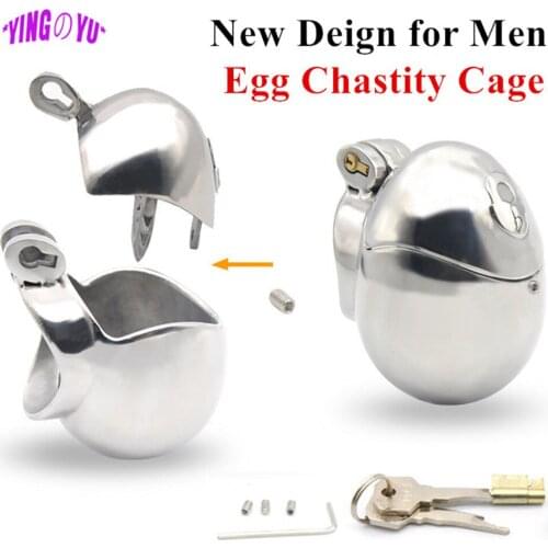 Stainless Steel Egg Shape Ball Stretcher Male Chastity Cage Cock Penis Ring Lock Sex Toys For Men BDSM Restraints Belt Device
