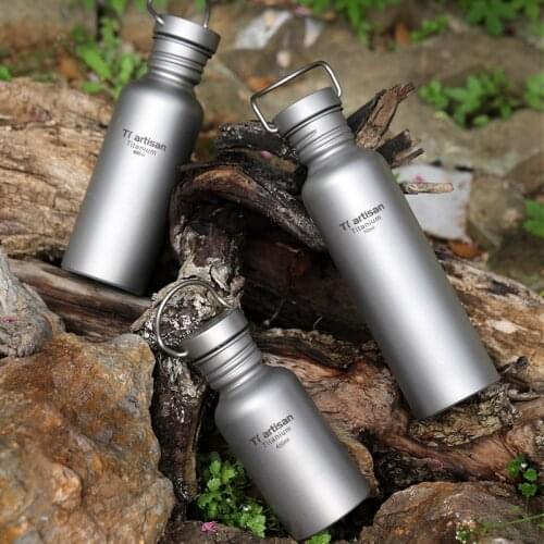 Tiartisan Newest Titanium Sport Water Bottle Ultralight Leakproof Outdoor Camping Hiking Drink Water Bottle 400ml/600ml/750ml
