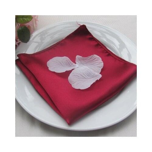NP003 cheap custom made many colors wedding 40cm40cm red burgundy green white ivory blue yellow purple satin table napkin