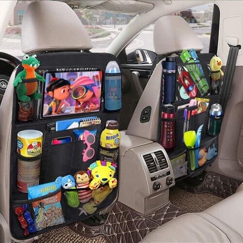 Car Backseat Organizer with Touch Screen Tablet Holder + 9 Storage Pockets Kick Mats Car Seat Back Protectors for Kids Toddlers