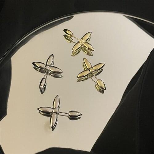 Origin Summer Simple Gold Silver Color Brass Earrings for Women Metallic Cross Statement Dangle Earrings Minimalist Pendientes