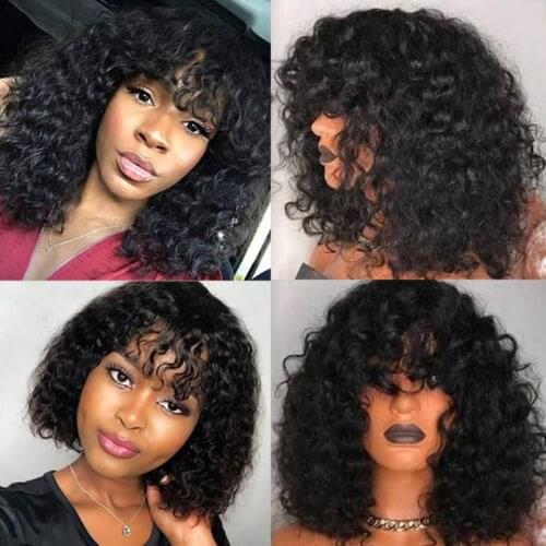 Hairmoda Water Wave Wig Peruvian Human Hair Wigs With Bangs Full Machine Made Wig For Black Women 8-32 Inches Fast Shipping