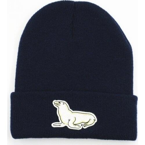 LDSLYJR seal embroidery Thicken knitted hat winter warm hat Skullies cap beanie hat for men and women 94