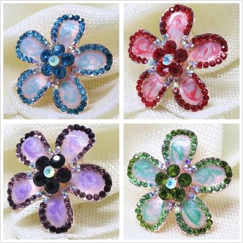 Simple enamel flower crystal cute brooches pins rose gold-color clothes bouquet jewelry accessories A