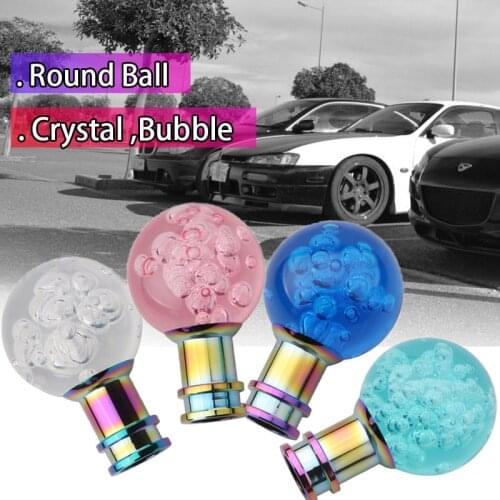 Newest 9.2cm Crystal Transparent Bubble Style Manual Round Ball Shape Shift Gear Knob With 8/10/12mm Adapters For Most Cars
