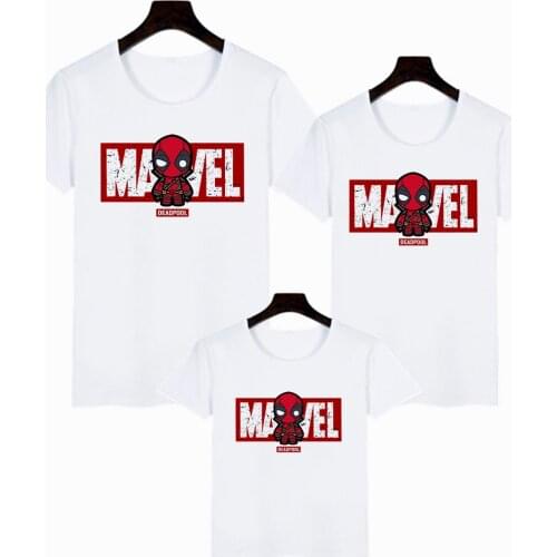 Marvel The Avengers Deadpool Print Clothing Children T-Shirt Harajuku Adult Unisex Clothing Top Family Matching Clothes