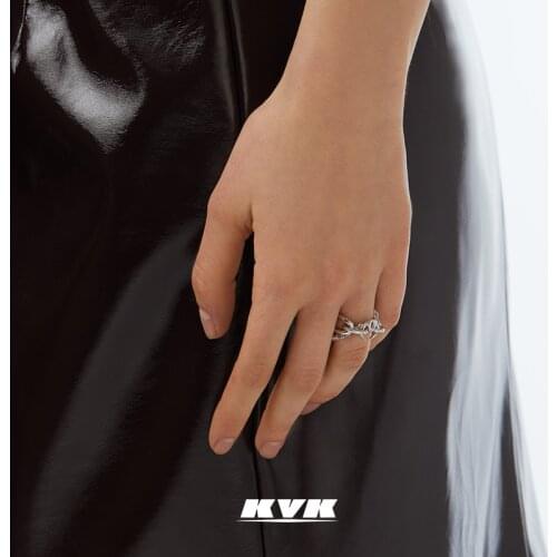 Kvk925 silver ring finger flow weaving thread ring niche design advanced sense simple ring female