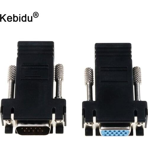 Kebidu 1pair Male to LAN CAT5 CAT6 RJ45 Network Ethernet Cable Female Adapter RJ45 to VGA Extender Computer Extra Switch Adapter