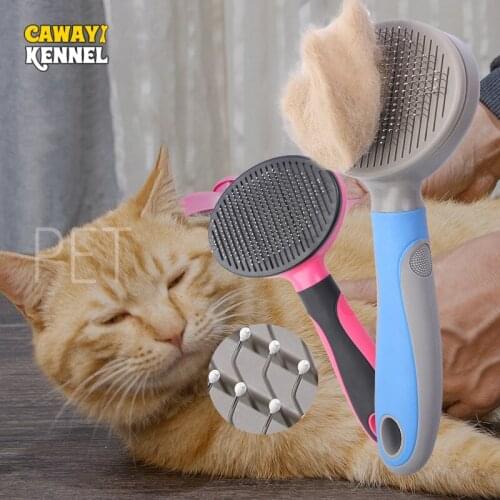 CAWAYI KENNEL Plastic Dog Cat Pets Self Cleaning Slicker Brush Comb Pet Dog Cat Grooming Tools Hair Shedding Combs D1791