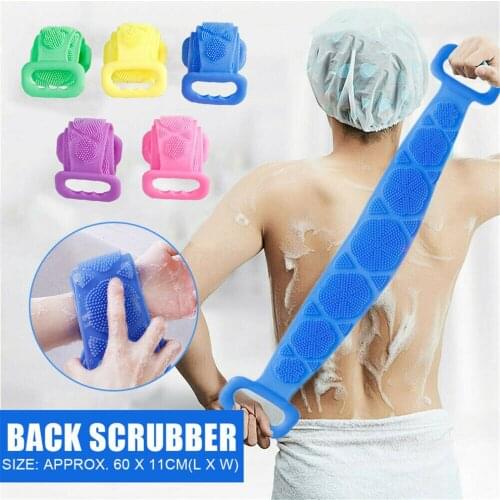 Silicone Back Scrubber Body Cleaning Tools Bath Belt Massage Brush Dual Sided Rubbing Towel Double Back Elastic Cleaning Tool