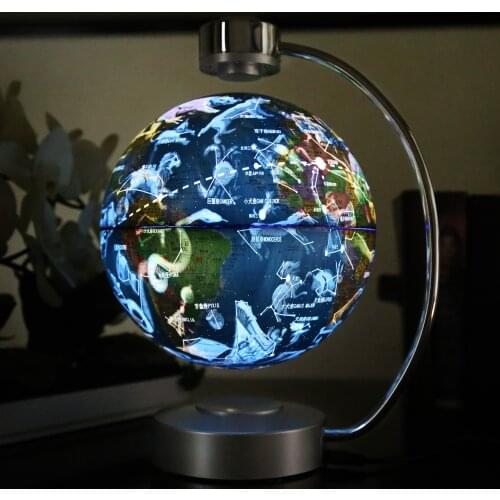 Personality magnetic levitation globe 8 inch constellation rotation creative office gifts custom potted moon lamp