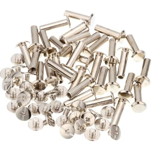 100pcs M5x18mm Iron-nickel-plated screw books Fingertight Picture books screw rivets albums butt recipes leaflet nail M5Hardware