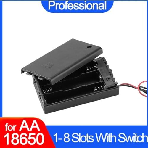 1 2 3 4 6 8 x AA High quality DIY Battery Holder Storage Case Box With Switch&Cover for 18650 AA Batteries Standard Container