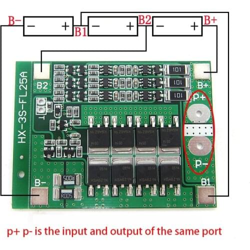 3S 25A Li-ion 18650 BMS PCM battery protection board bms pcm with balance for li-ion lipo battery cell pack