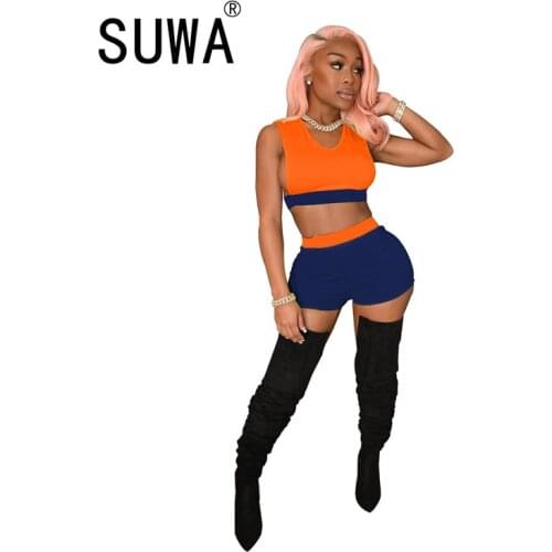 Loungewear Women Two Piece Outfits Sleeveless Pullover Crop Tops Tunic High Waist Skinny Biker Shorts Sports Sets Clothes