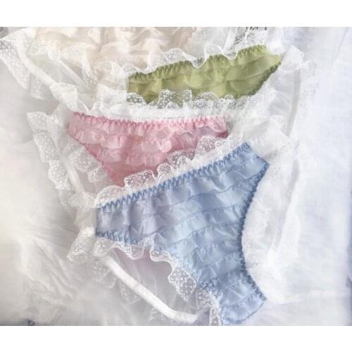 2020 New 100% Real Photo Free Shipping M L XL Lovely Cute Lolita Kawaii Ruffles Chiffon Lace Panties Underwear Brief Knicker