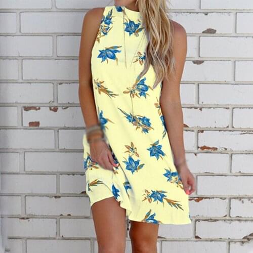 Women Beach Dresses Fashion Sleeveless Sexy Halter Neck Backless Party Dress Flowers Printed Back Split Long Dress Vestidos