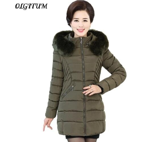 2019 Womens Winter Jackets And Coats Faux Fur Collar Hooded Warm Coats For Women Winter Coats XL-5XL