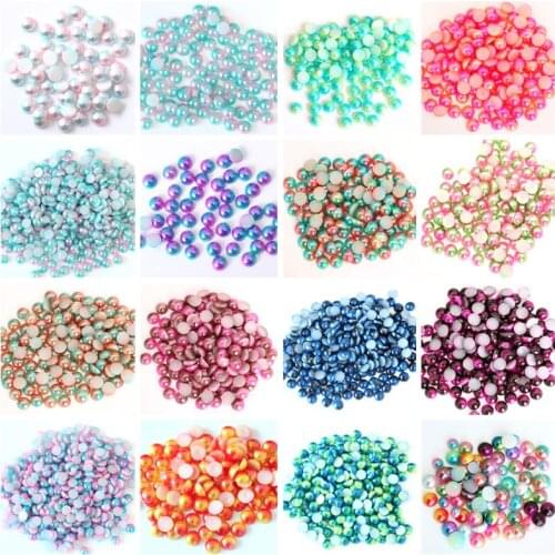 3-8mm Half Round Acrylic Colorful Imitation Pearl Beads pearl For DIY Decoration Nail Art Jewelry Findings Accessorie Wholesale