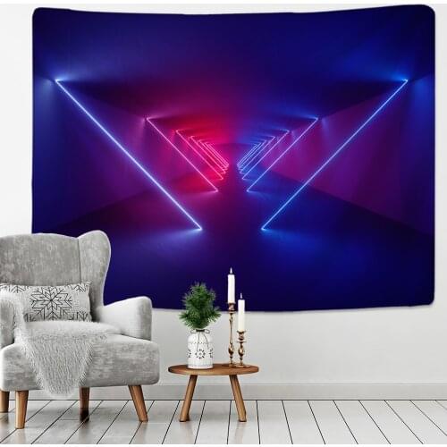 3D Geometry Space Red LinesTapestry Psychedelic Cosmic Rays Light Pattern Wall Tapestry Carpet Hippie Boho Bedroom Home Decor
