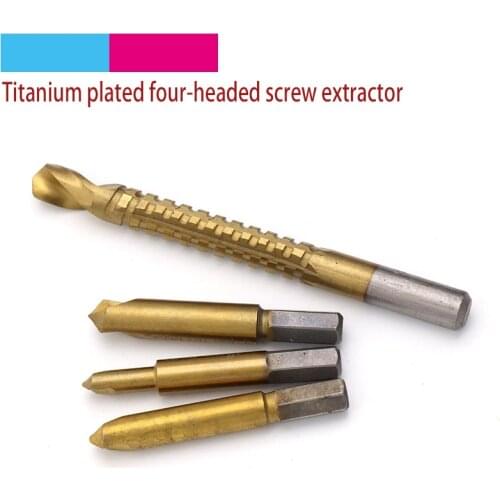 4pcs/set HSS Titanium Damaged Screw Extractor With Saw Drill Bits Guide Set Broken Bolt Stud Stripped Screw Remover Tool