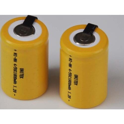 2-5PCS 1.2V 4/5SC rechargeable battery 1800mah 4/5 SC Sub C ni-mh nimh cell with welding tabs for electric drill screwdriver