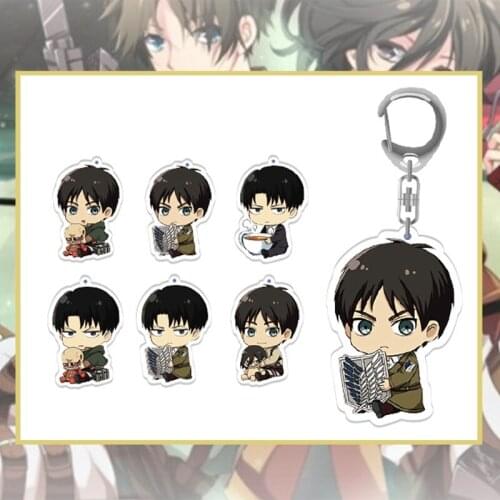Anime Attack on Titan Keychain Cute Levi Rivaille Ackerman Eren Figures Key Chain Backpack Car Accessories Fans Gift
