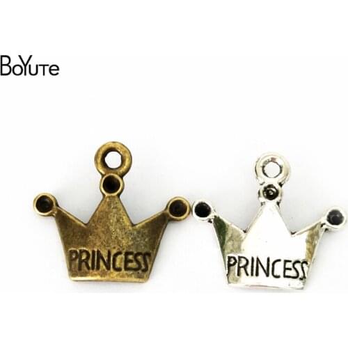 BoYuTe (100 Pieces/Lot) 19*17MM Antique Bronze Silver Plated Zinc Alloy Charms Crown Pendants Diy Jewelry Accessories Wholesale
