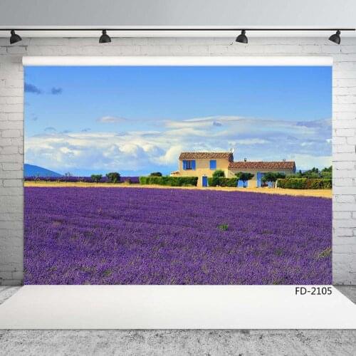 Purple Lavender Sky House Vinyl Photo Background Scenic Computer Printed Photography Backdrops Photocall Photo for Wedding