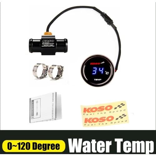 Koso Water Temperature Gauge 0~120 Degree Display LCD Motorcycle Temperature Meter with Sensor
