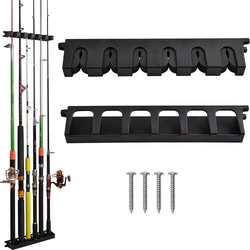 Fishing Rod Holder Wall Mounted Fishing Pole Rod Holder Fishing Pole Storage Organizer 6 Rod Wall Rack for Garage Car
