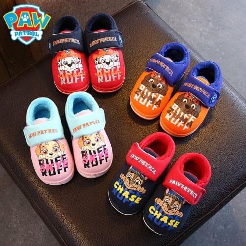 Paw Patrol Children Plush Warm Home Flat Slippers Cute Lightweight Boy Girl Winter Slippers Cotton Shoes Indoor Plush Slippers