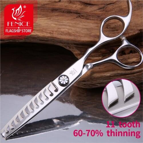 Fenice 6.0inch Professional Thinning Scissors 11 Tooth Dog Grooming Shears Chunker Shears for Groomer