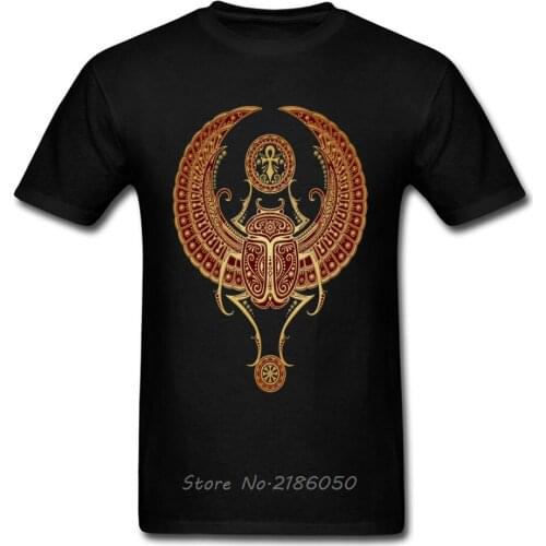 T-shirt 3D T Shirt Men Black Tshirt Red Winged Egyptian Scarab With Ankh Tops & Tees Graphic Clothes Cotton Print Harajuku