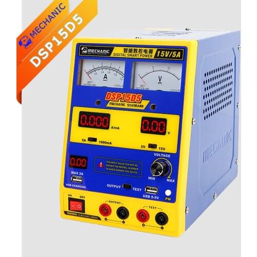 DC Power Supply MECHANIC DSP15D5 15V 5A Dual Pointer LED Intelligent CNC Power Supply Notebook Computer Phone Repair Detection