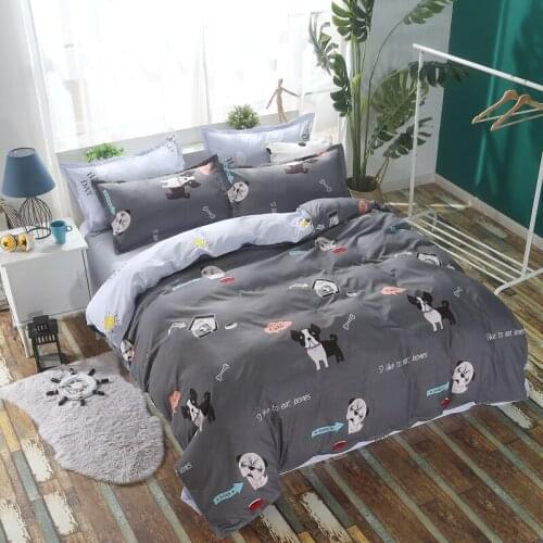 Minimalist Style Gray Printed Bedding Sets cartoon Dog Duvet Cover Set 3/4pcs Bed Set Queen twin king full Quilt Cover Bed linen