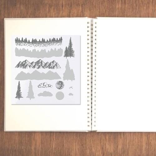 M17D Mountain Trees Carbon Steel Cutting Dies DIY Scrapbooking Photo Album Embossing Paper Cards Making Stencil Decorative Cards